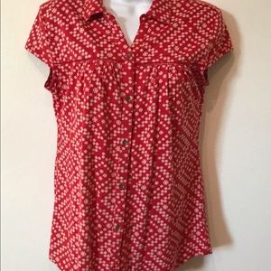 Ruff Hewn Short Sleeved Button Down Blouse Size Small